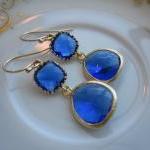 Cobalt Blue Earrings Gold - Gold Pl..