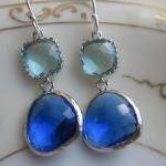 Cobalt Blue Earrings Aquamarine Sil..