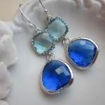 Cobalt Blue Earrings Aquamarine Sil..