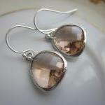 Peach Champagne Earrings Light Pink Silver Plated..