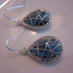 Sapphire Earrings Dark Blue - Sterling Silver..
