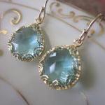 Gold Aquamarine Earrings - Pear Sha..
