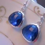 Cobalt Blue Earrings Silver Plated - Sterling..