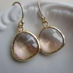 Peach Champagne Earrings Light Pink Gold Plated -..