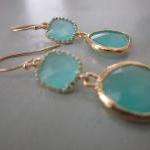 Aqua Blue Earrings Gold - Bridesmai..