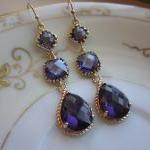 Amethyst Earrings Purple Gold - thr..