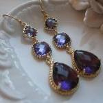 Amethyst Earrings Purple Gold - thr..