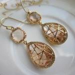 Champagne Peach Earrings Pink Gold ..