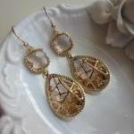 Champagne Peach Earrings Pink Gold ..