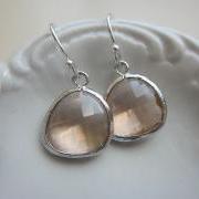 Peach Champagne Earrings Light Pink Silver Plated Sterling Silver Earwires - Bridesmaid Earrings - Wedding Earrings - Bridal Earrings