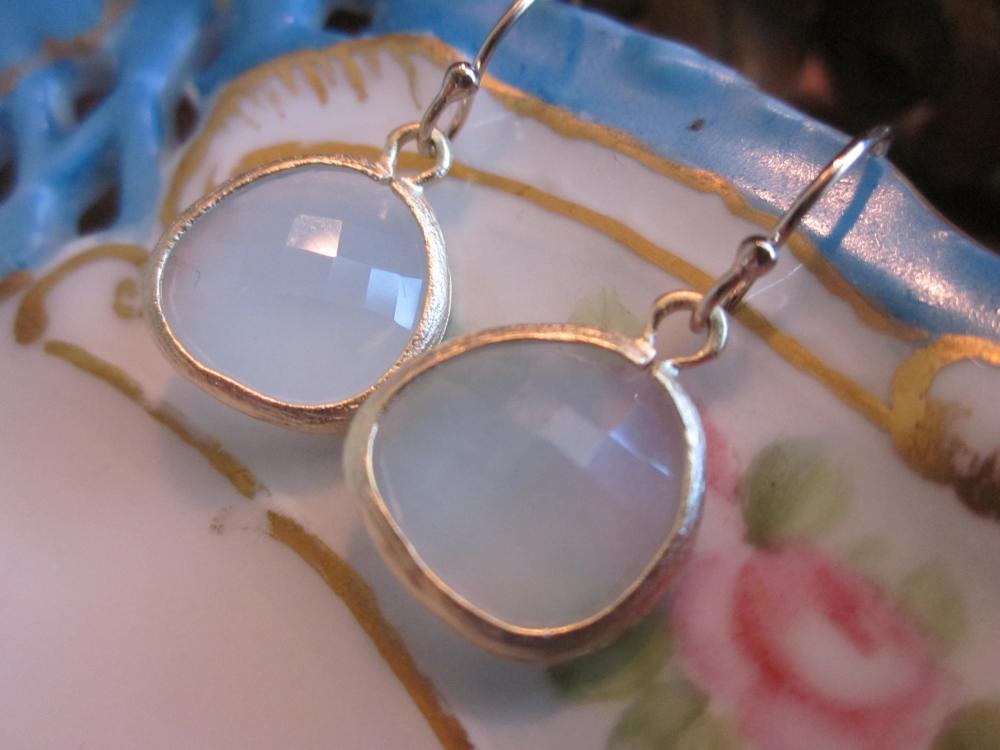 Alice Blue Earrings Gold Plated - Bridesmaid Earrings - Wedding Earrings - Bridal Earrings