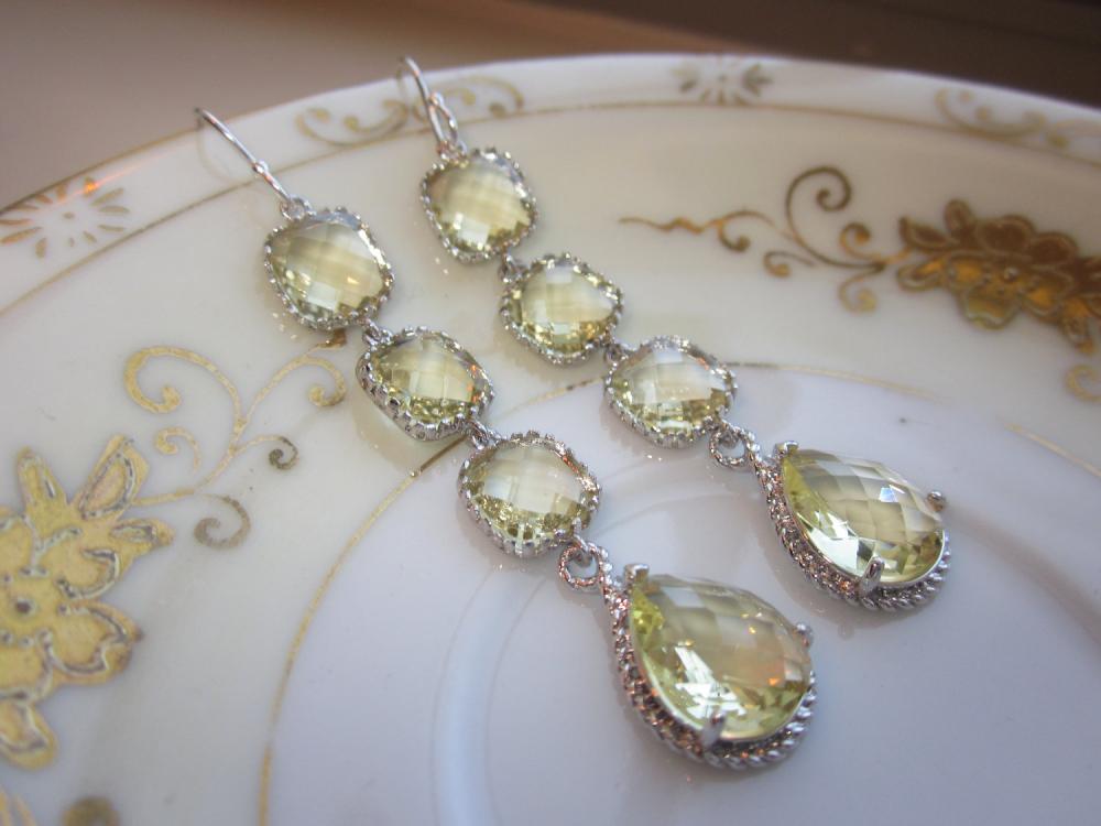 Citrine Earrings Yellow Earrings - 4 Tier Earrings - Sterling Silver - Bridesmaid Earrings - Wedding Earrings - Bridal Earrings